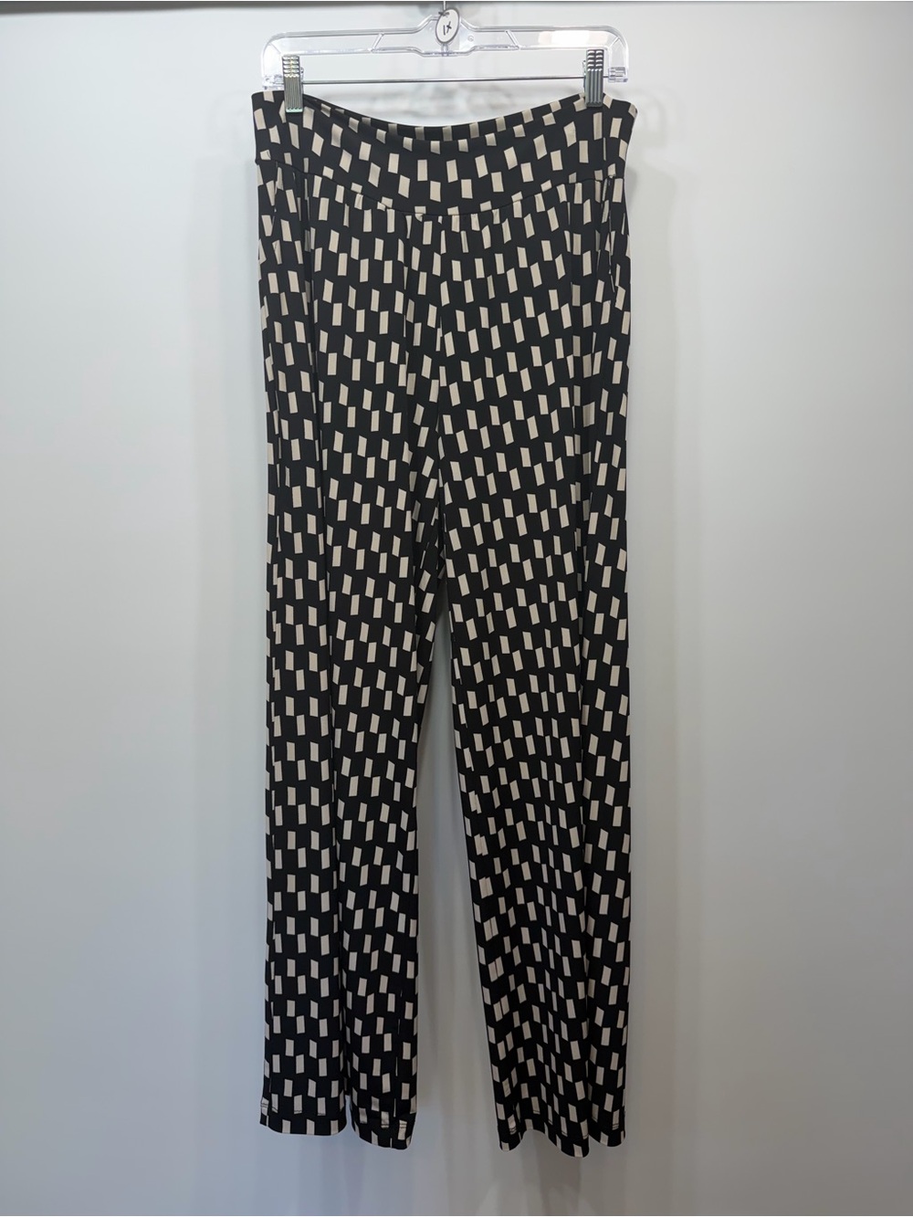 Clara Sun Woo Black & White Geometric Wide Leg Pants 1X Made in USA - Picture 2 of 11